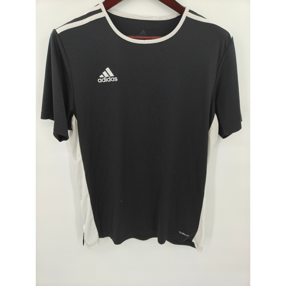 Adidas Mens Climalite Short Sleeve Soccer Jersey Black White Large 3857